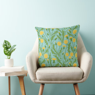 Cojín Decorativo Dandelions, verde, amarillo y azul