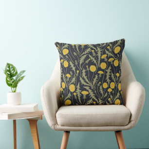 Cojín Decorativo Dandelions, verde, amarillo y negro