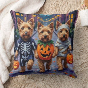 Cojín Decorativo Dandie Dinmont Terrier Pidiendo Dulces en Hallowee