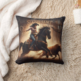 Cojín Decorativo Dando un toro durante la competencia de rodeo Suns