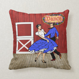 Cojín Decorativo Danza roja del granero del square dance de la