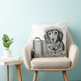 Cojín Decorativo Dapper dachshund listo para la aventura