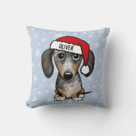 Cojín Decorativo Dapple Dachshund Navidades Nombre personalizado Pe