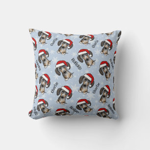 Cojín Decorativo Dapple Merle Dachshund Santa Cute Dog Personalizad