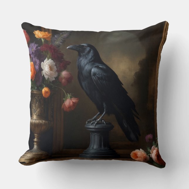 Cojín Decorativo Dark Academia Raven (Anverso)