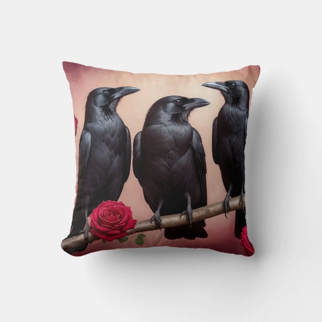Cojín Decorativo Dark Academia Ravens (Anverso)