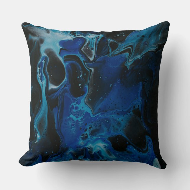 Cojín Decorativo Dark blue psychedelic liquid (Anverso)