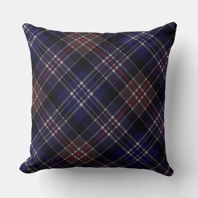 Cojín Decorativo Dark Blue Scottish Tartan Plaid (Anverso)
