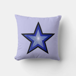Cojín Decorativo Dark Blue Star cuadrado negro azul pálido