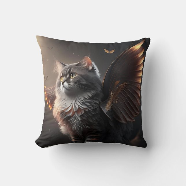 Cojín Decorativo dark cat with wings / dunkle Katze mit Flügeln (Anverso)