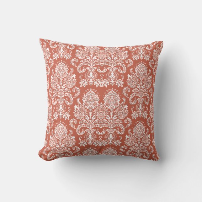 Cojín Decorativo Dark Coral Victorian Damask (Anverso)