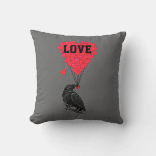 Cojín Decorativo Dark gothics crow valentines love heart