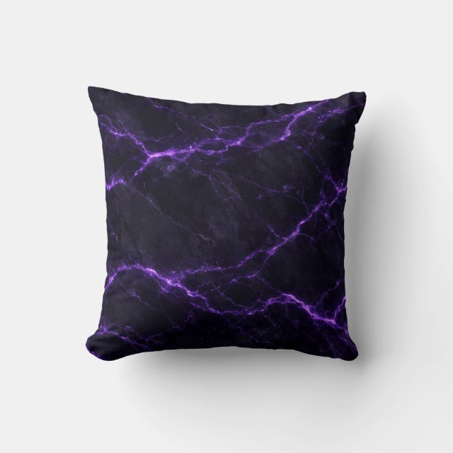 Cojín Decorativo Dark Marble Throw Pillow with Violet Veins (Anverso)