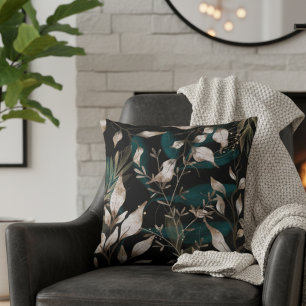 Cojín Decorativo Dark Modern Boho Hojas Botánicas