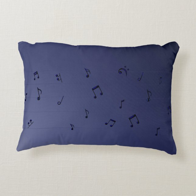 Cojín Decorativo Dark Ombre Musical Notes Navy (Reverso)