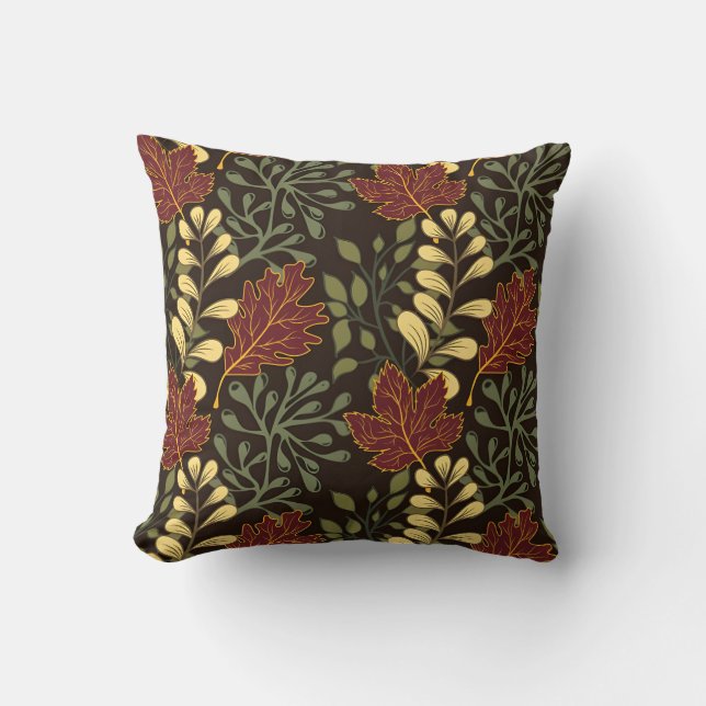 Cojín Decorativo Dark red maple leaves floral pattern (Anverso)