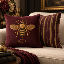 Cojín Decorativo Dark Romance Royal Bee | Borgoña y dorado francés