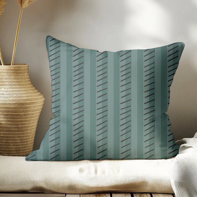 Cojín Decorativo Dark Slate Green Modern Boho Stripes (Subido por el creador)