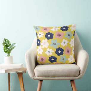 Cojín decorativo de 20x20 cálido con amapola