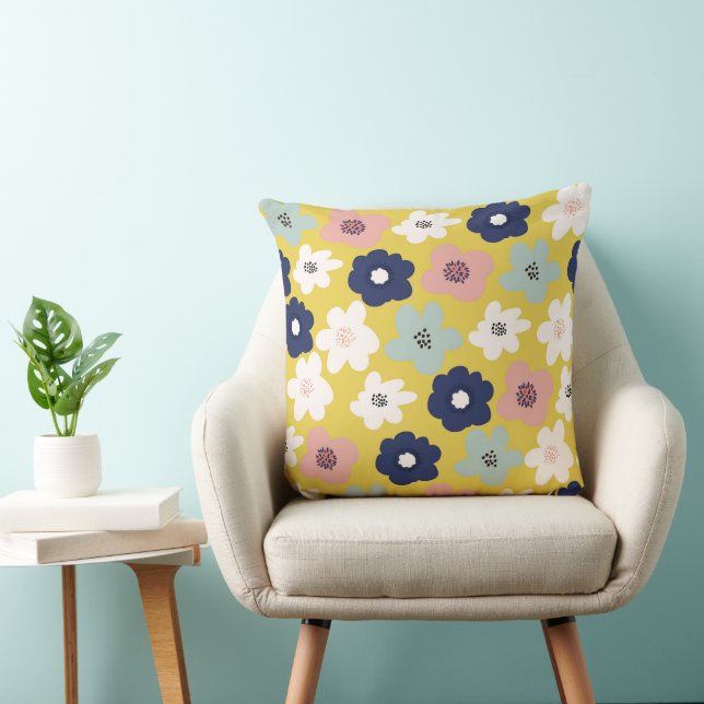 Cojín decorativo de 20x20 cálido con amapola (Silla)