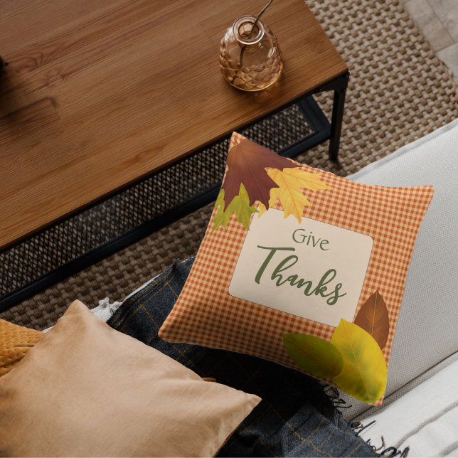 Cojín decorativo de Acción de Gracias de Gingham d (Subido por el creador)