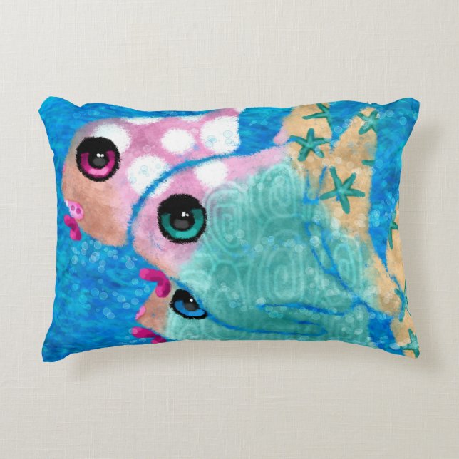 Cojín decorativo de Acento de Pescado caprichoso (Anverso)