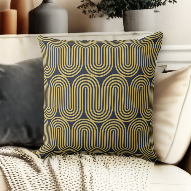 Cojín decorativo de acento decorativo con patrones (throw pillow for living room geometric couch throw pillow blue and gold)