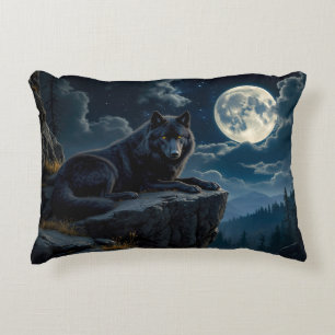 Cojín decorativo de acento del lobo negro