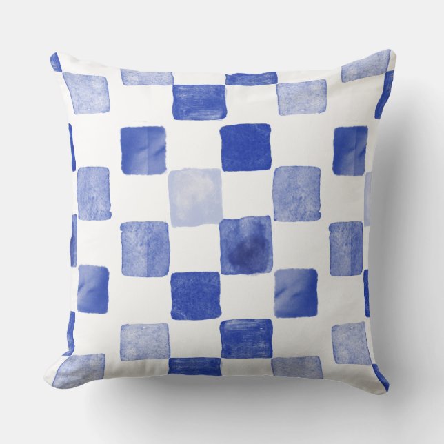 Cojín decorativo de acuarela azul (Anverso)