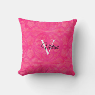 Cojín decorativo de acuarela rosa brillante