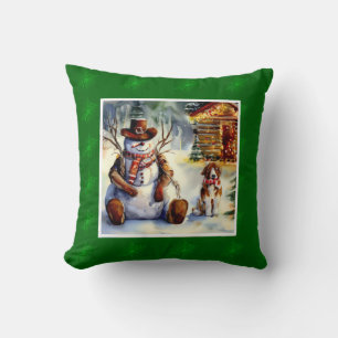 Cojín decorativo de acuarela rústico de cowboy Sno