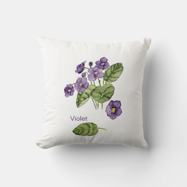 Cojín decorativo de acuarela violeta púrpura (Anverso)