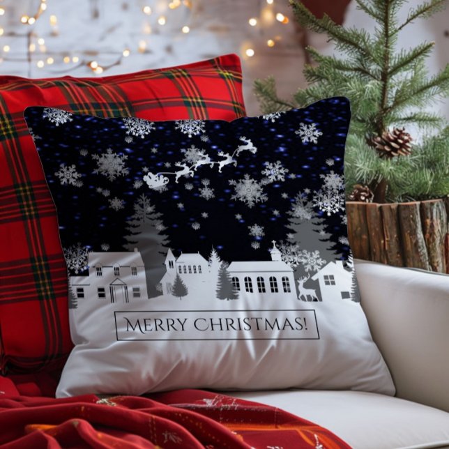 Cojín decorativo de aldea navidades (Christmas Village Holiday Throw Pillow)