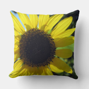 Cojín decorativo de algodón de girasol amarillo y