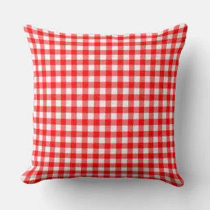 Cojín decorativo de algodón del patrón rojo y blan