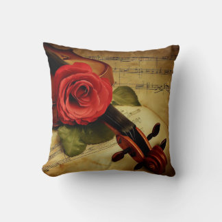 Cojín decorativo de algodón para Rosas y violines