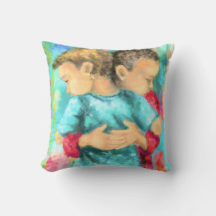 Cojín decorativo de amistad niños abrazando amor p