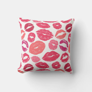 Cojín decorativo de amor de los labios de beso