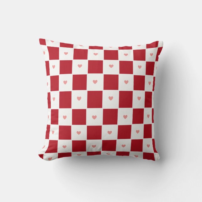 Cojín decorativo de amor de Red Checkered (Anverso)