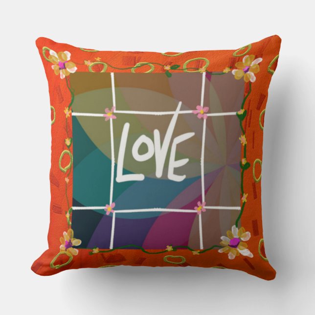 Cojín decorativo de amor y flores (Anverso)