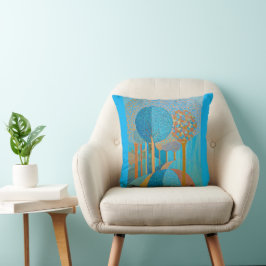 Cojín decorativo de árbol azul