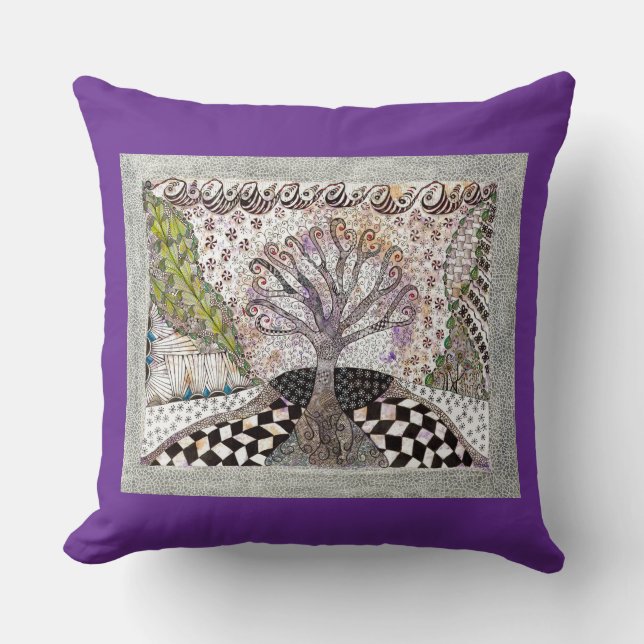 Cojín decorativo de árbol de lavanda (Anverso)