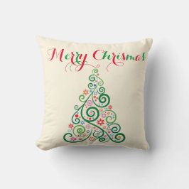 Cojín decorativo de Árbol de Navidad de Feliz