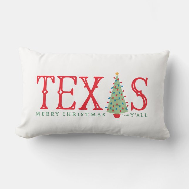 Cojín decorativo de Árbol de Navidad de Texas (Anverso)