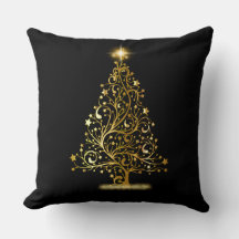 Cojín decorativo de árbol de Navidad dorado