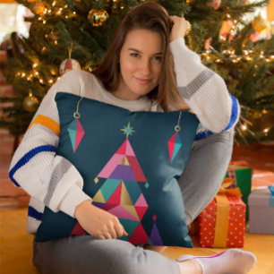 Cojín decorativo de árbol de Navidad geométrico ne