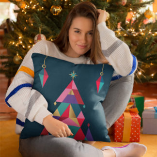 Cojín decorativo de árbol de Navidad geométrico ne