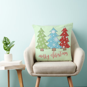 Cojín decorativo de árbol de Navidad retro minimal