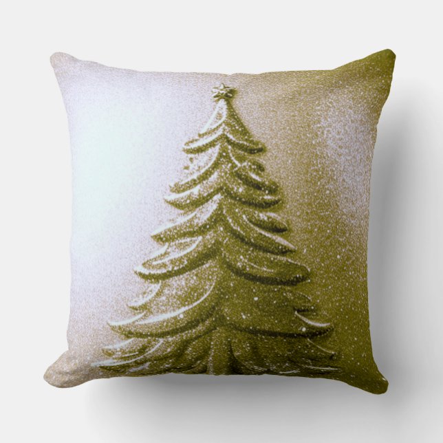 Cojín decorativo de árbol navideño dorado (Anverso)