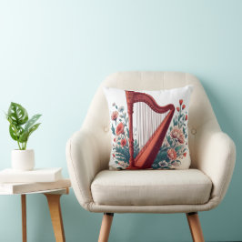 Cojín decorativo de arpa floral